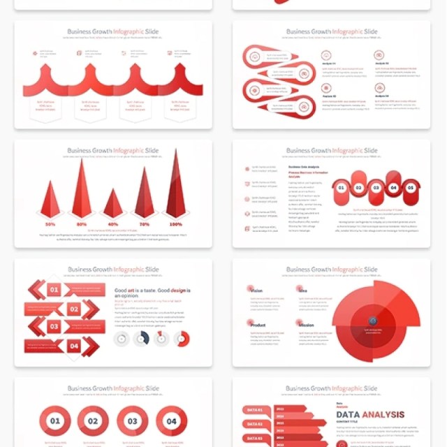 11套色系商业业务增长PPT信息图表幻灯片演示Business Growth - PowerPoint Infographics Slides