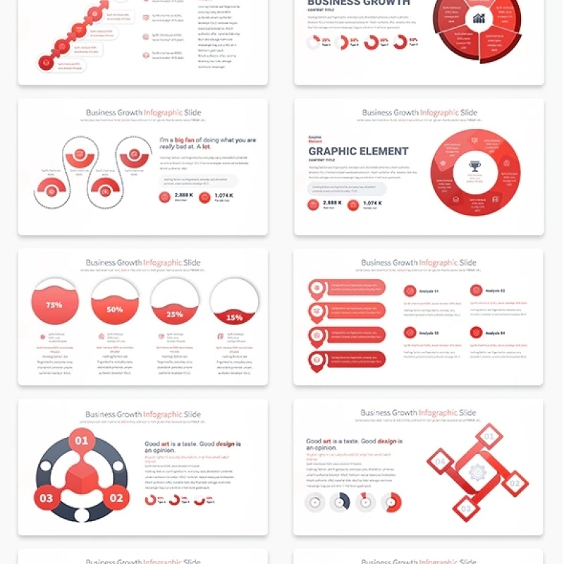 11套色系商业业务增长PPT信息图表幻灯片演示Business Growth - PowerPoint Infographics Slides