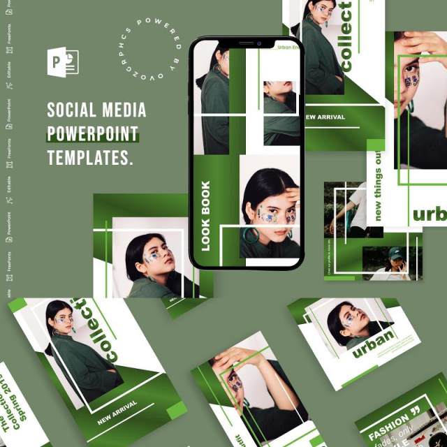 绿色手机竖版社交媒体PPT模板Social Media PowerPoint Template