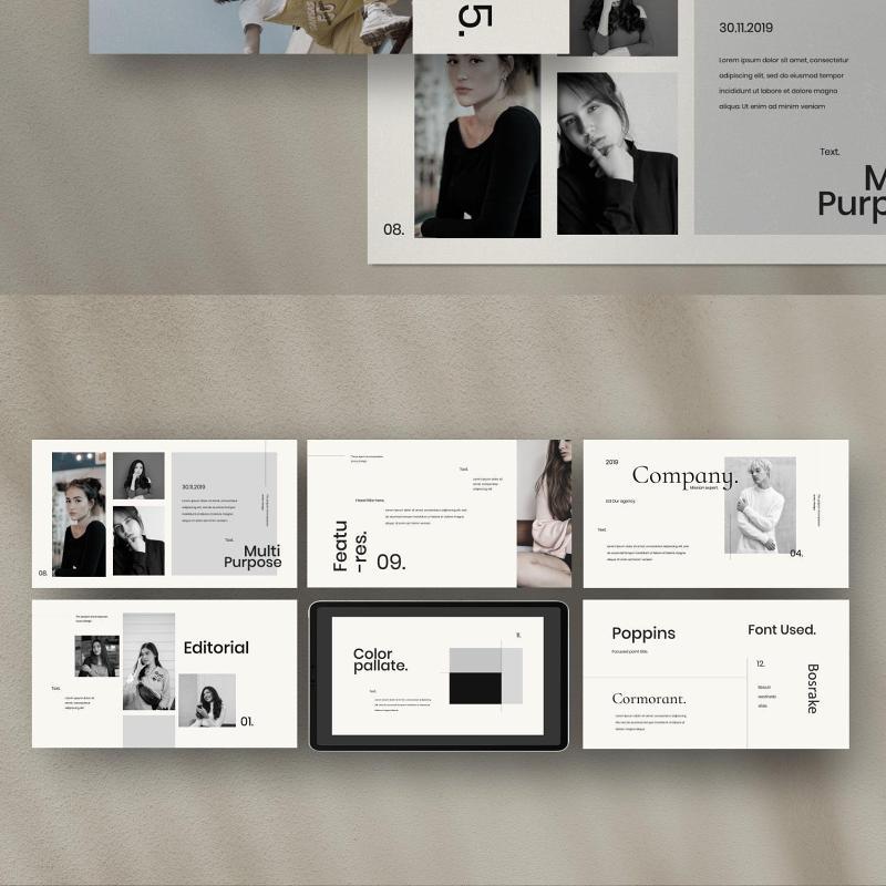 简约介绍PPT模板不含照片Expert Powerpoint Creative minimal agency