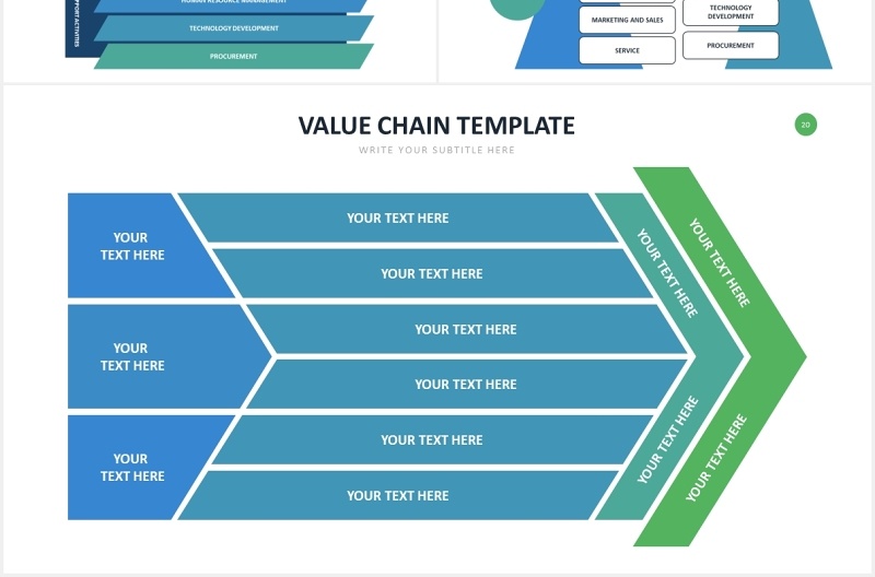 企业产业链价值体系箭头表格图表PPT素材Value Chain Slides Powerpoint Template