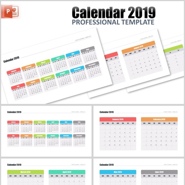 2019年日历PPT模板素材calendar 2019 for powerpoint