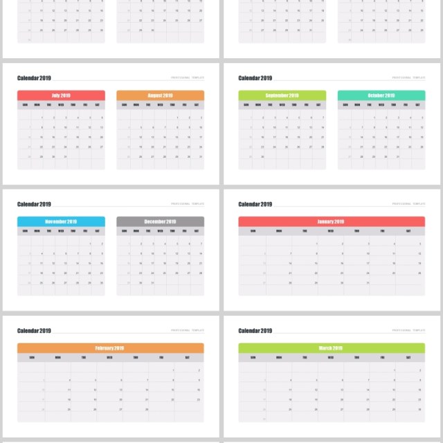 2019年日历PPT模板素材calendar 2019 for powerpoint