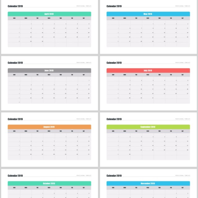 2019年日历PPT模板素材calendar 2019 for powerpoint