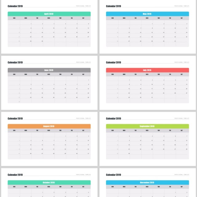 2019年日历PPT模板素材calendar 2019 for powerpoint