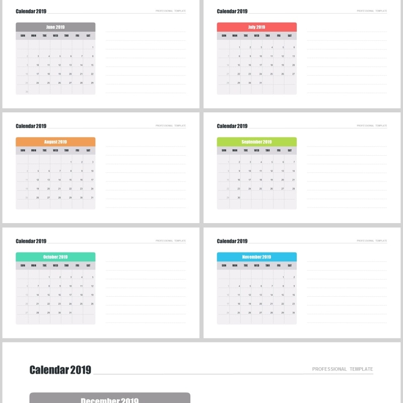 2019年日历PPT模板素材calendar 2019 for powerpoint