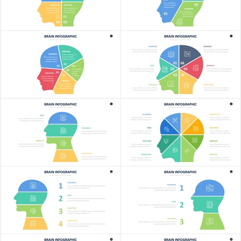 头脑大脑拼图PPT信息图表素材Brain Powerpoint Slides