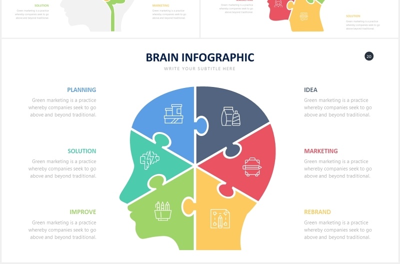 头脑大脑拼图PPT信息图表素材Brain Powerpoint Slides