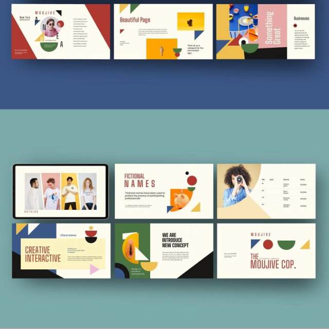 彩色现代创意商业简报PPT演示模板不含照片MOUJIVE Presentation Powerpoint Creative Modern 彩色现代创意商业简报PPT演示模板不含照片MOUJIVE Presentation Powerpoint Creative Modern
