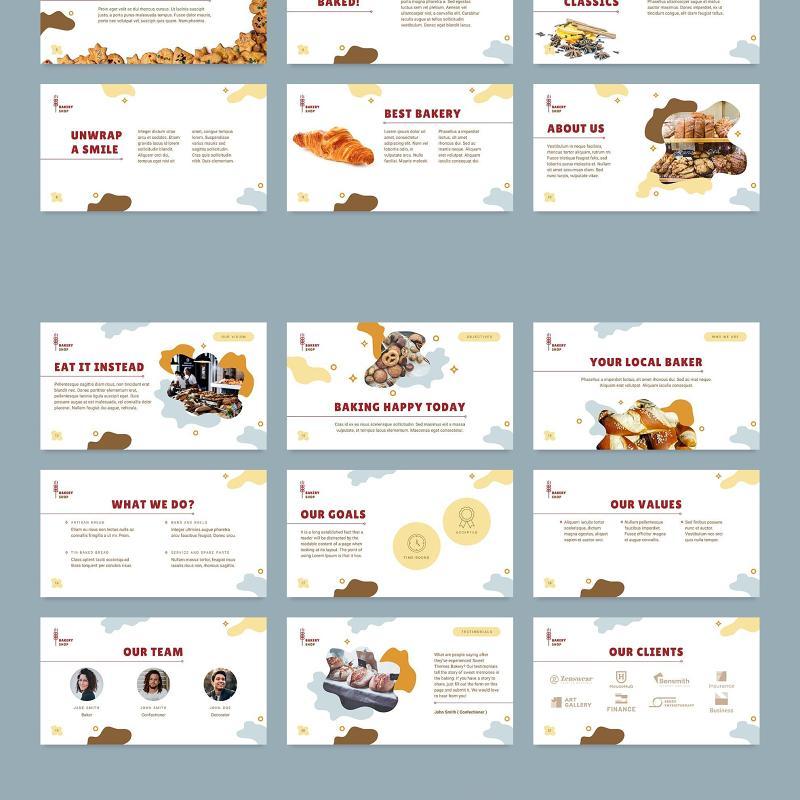 烘焙面包店甜品PPT版式模板Bakery PowerPoint Presentation Template