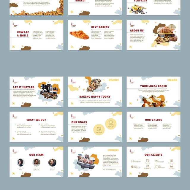 烘焙面包店甜品PPT版式模板Bakery PowerPoint Presentation Template