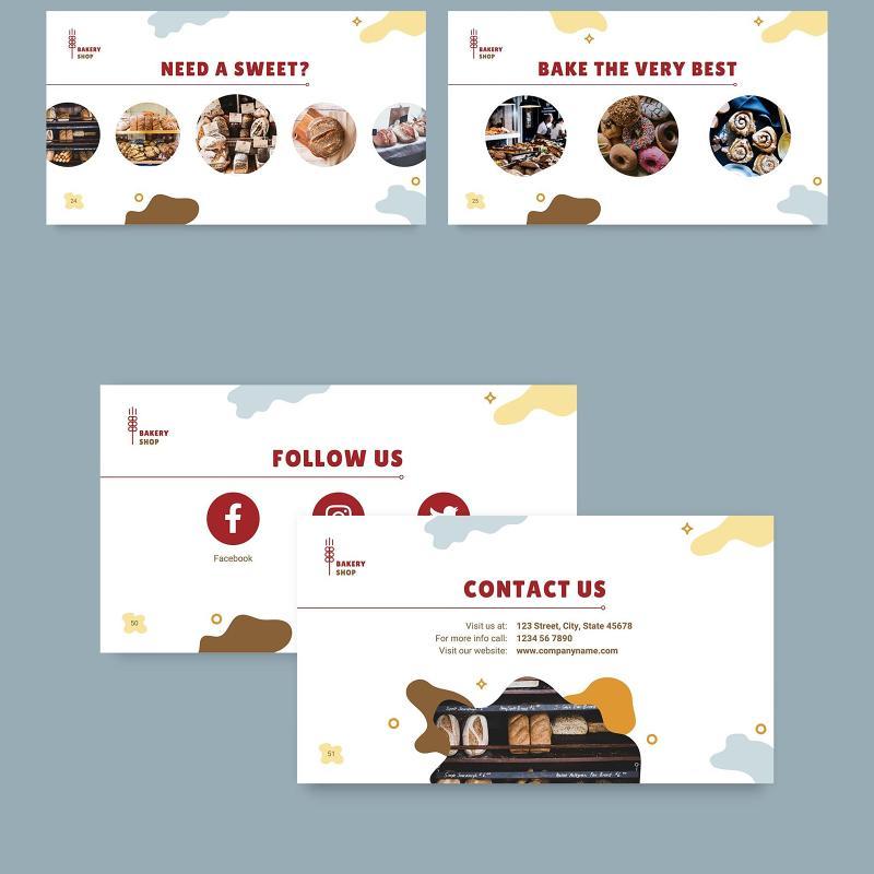 烘焙面包店甜品PPT版式模板Bakery PowerPoint Presentation Template