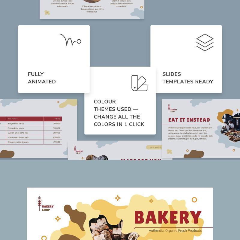 烘焙面包店甜品PPT版式模板Bakery PowerPoint Presentation Template