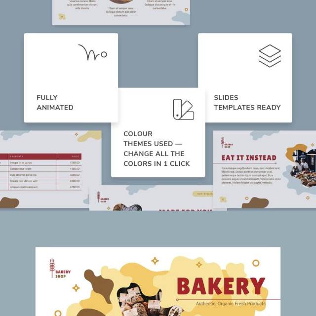 烘焙面包店甜品PPT版式模板Bakery PowerPoint Presentation Template