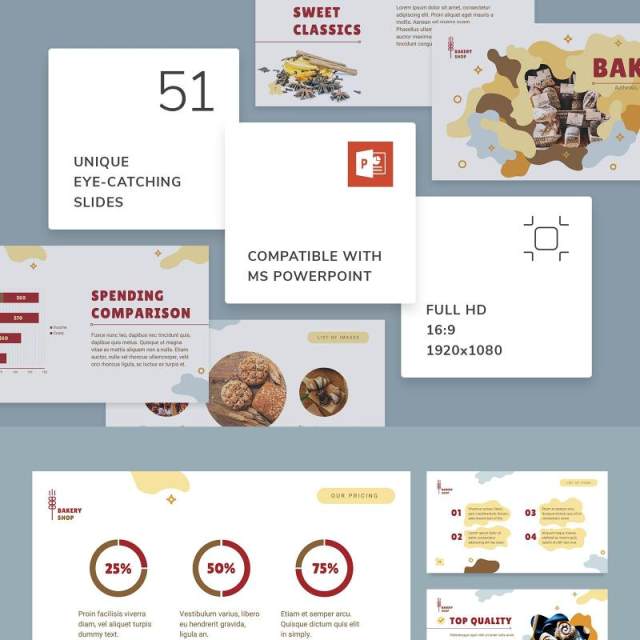 烘焙面包店甜品PPT版式模板Bakery PowerPoint Presentation Template