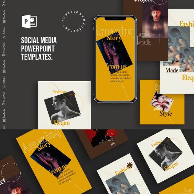 简约手机移动端竖版社交媒体杂志PPT版式模板Social Media PowerPoint Template