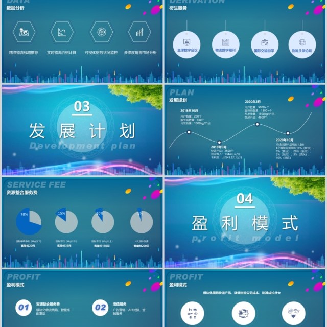 蓝色智慧跨境电商方案策划PPT模板