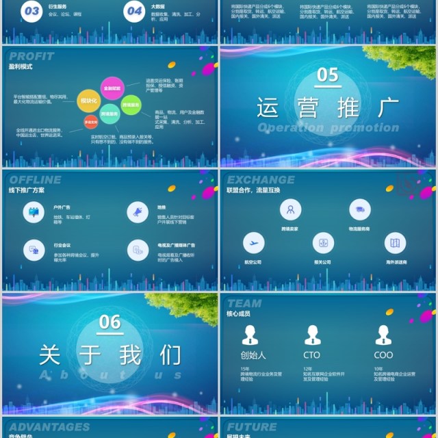 蓝色智慧跨境电商方案策划PPT模板