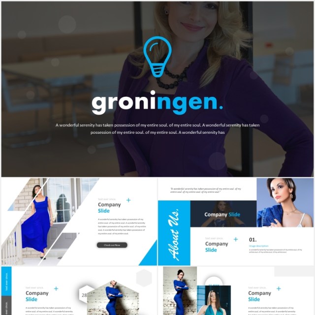 简约蓝色国外图片排版PPT模板Groningen Powerpoint Template 简约蓝色国外图片排版PPT模板Groningen Powerpoint Template