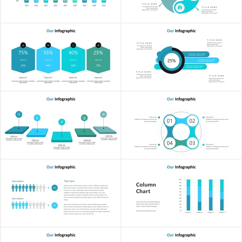 国外可视化图表PPT模板wormss powerpoint template