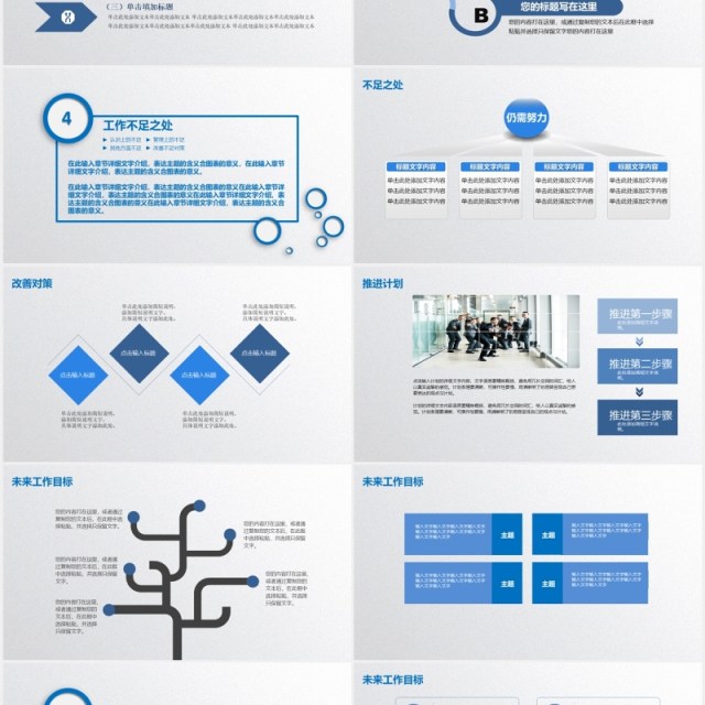 蓝色简约高端工作总结计划报告PPT模板