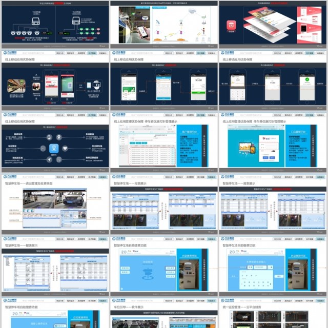 蓝色商业智慧停车解决方案PPT模板