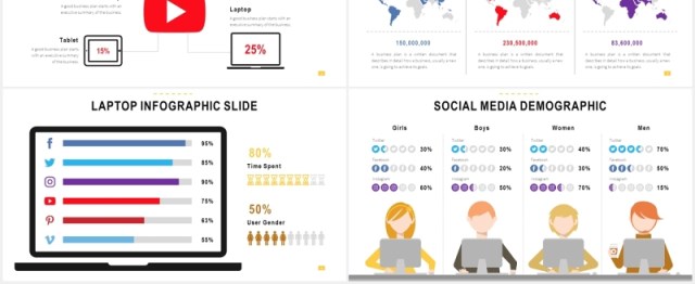 社交媒体运营PPT信息图表素材Social Media Slides V2 Powerpoint Template