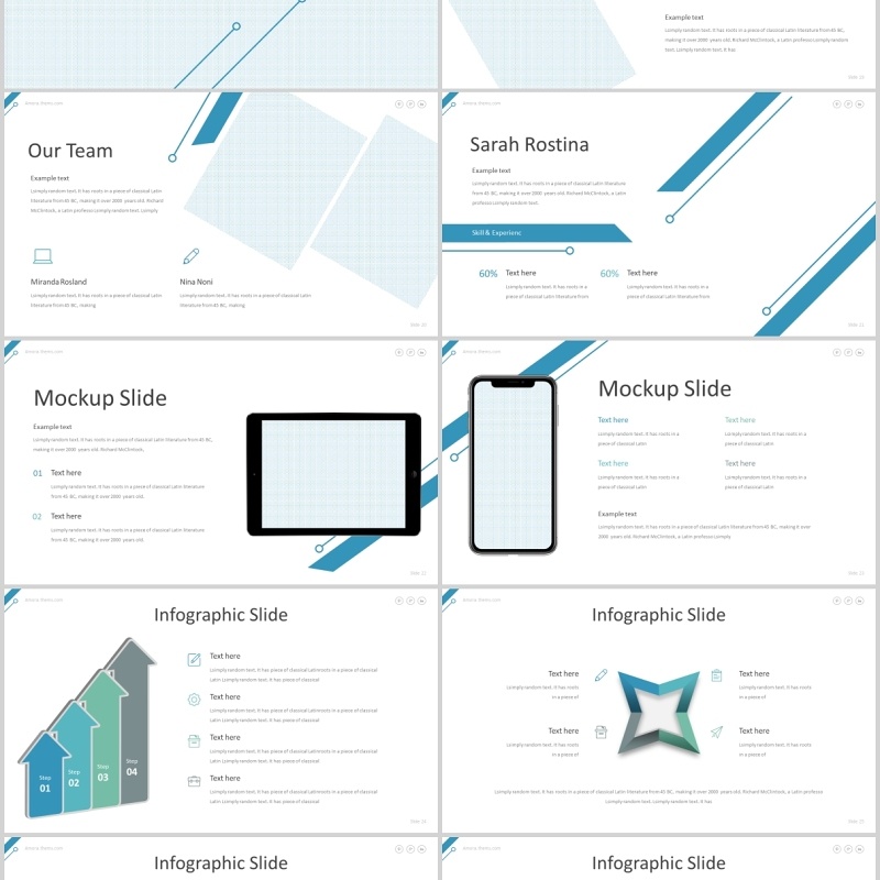 蓝色公司简介PPT模板版式设计amora powerpoint template
