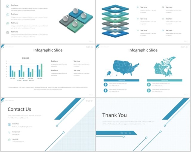 蓝色公司简介PPT模板版式设计amora powerpoint template