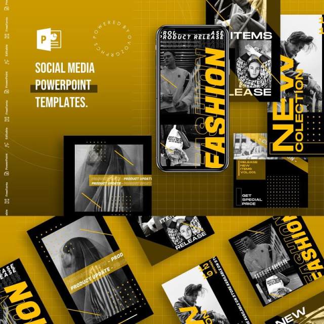 简约欧美风手机竖版社交媒体PPT模板Social Media PowerPoint Template