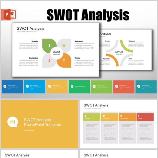 7套色系SWOT分析PPT模板信息图表元素swot analysis powerpoint