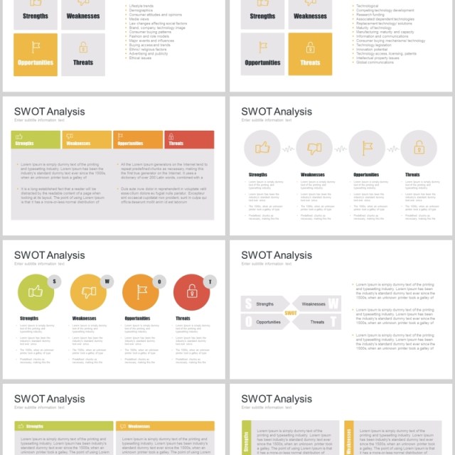 7套色系SWOT分析PPT模板信息图表元素swot analysis powerpoint