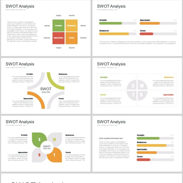 7套色系SWOT分析PPT模板信息图表元素swot analysis powerpoint