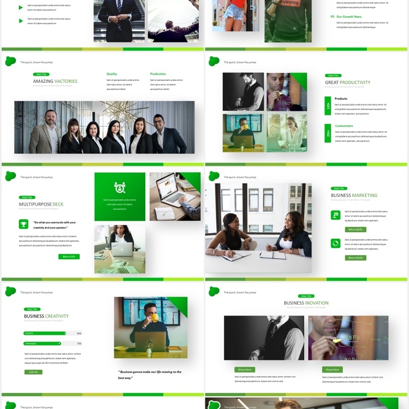 绿色商务工作计划总结汇报PPT国外模板Workspace - Powerpoint Template