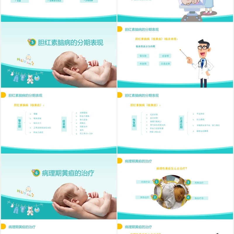 蓝色新生儿黄疸母婴护理培训PPT模板