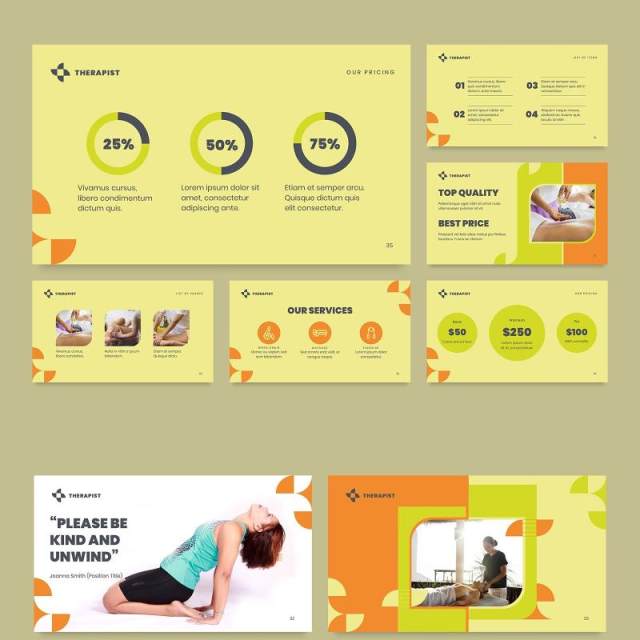 理疗师按摩师宣传介绍PPT版式模板Therapist PowerPoint Presentation Template