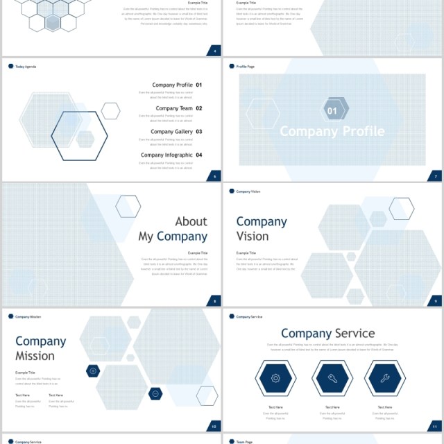 蓝色几何图形数据分析公司简介信息图表PPT模板darwin powerpoint template