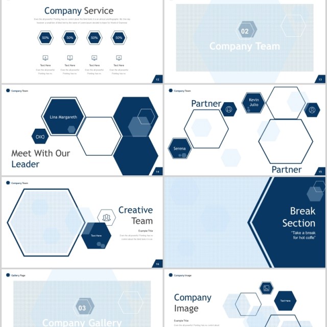 蓝色几何图形数据分析公司简介信息图表PPT模板darwin powerpoint template