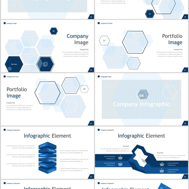 蓝色几何图形数据分析公司简介信息图表PPT模板darwin powerpoint template