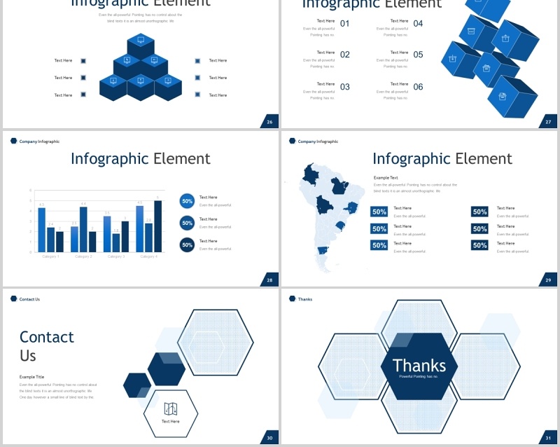 蓝色几何图形数据分析公司简介信息图表PPT模板darwin powerpoint template