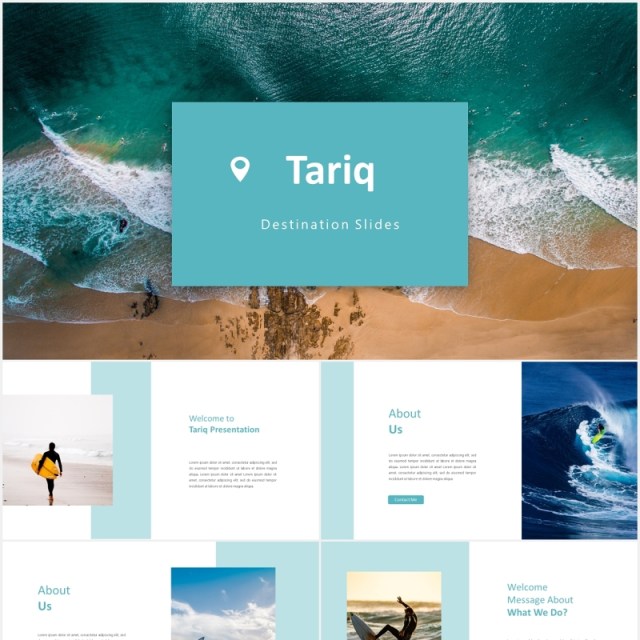 蓝色冲浪国外图片排版PPT模板tariq powerpoint template 蓝色冲浪国外图片排版PPT模板tariq powerpoint template