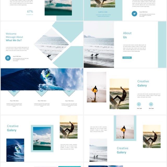 蓝色冲浪国外图片排版PPT模板tariq powerpoint template 蓝色冲浪国外图片排版PPT模板tariq powerpoint template
