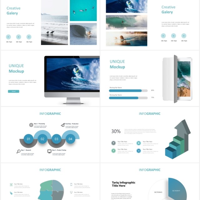 蓝色冲浪国外图片排版PPT模板tariq powerpoint template 蓝色冲浪国外图片排版PPT模板tariq powerpoint template
