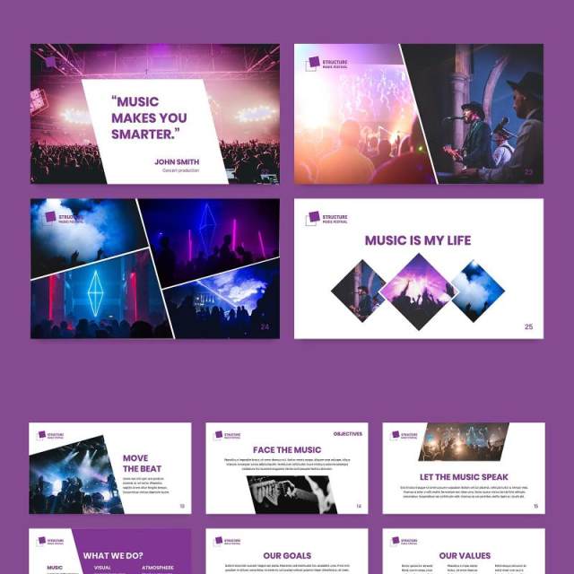 音乐节商业计划宣传介绍PPT模板不含照片Music Festival PowerPoint Presentation Template