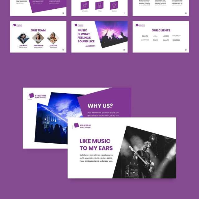 音乐节商业计划宣传介绍PPT模板不含照片Music Festival PowerPoint Presentation Template