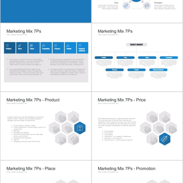 7套色系营销组合PPT信息图表模板marketing mix powerpoint template