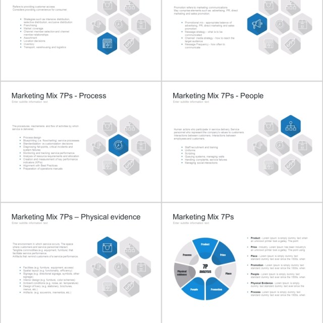 7套色系营销组合PPT信息图表模板marketing mix powerpoint template