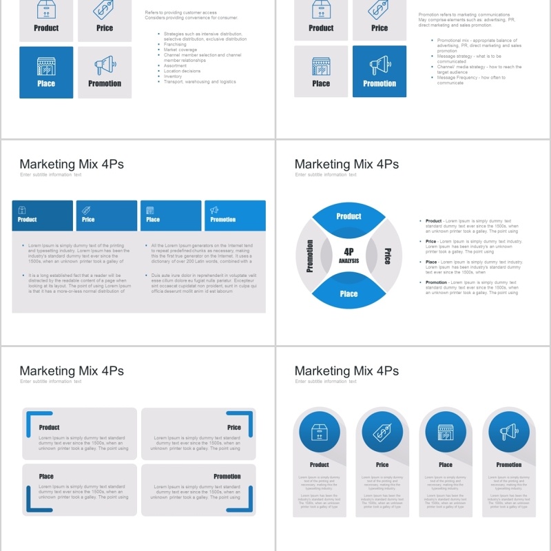 7套色系营销组合PPT信息图表模板marketing mix powerpoint template