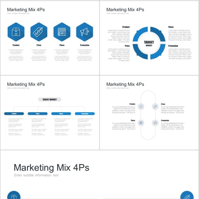 7套色系营销组合PPT信息图表模板marketing mix powerpoint template