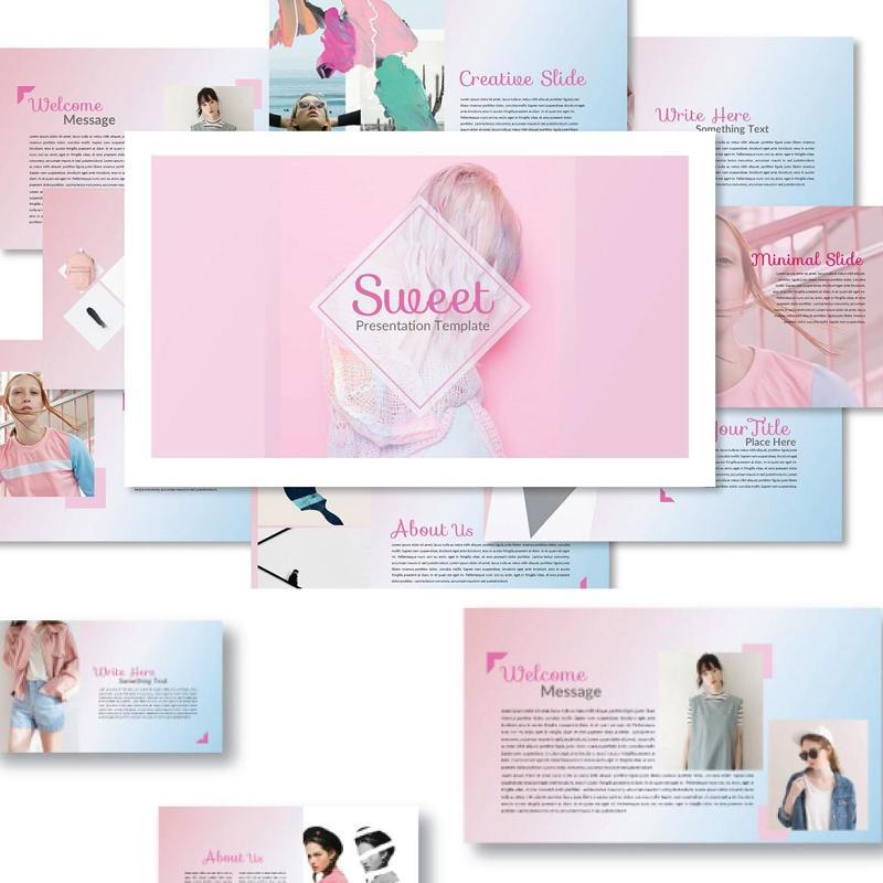 粉色甜蜜时尚PPT模板版式设计Sweet Powerpoint Template